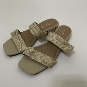 Joie Cherish Rattan wicker woven tan slip on sandals size 8